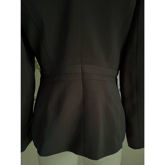 Tahari ASL Professional Logo Button Buckle Black Career Suit Jacket Size Petite - Picture 5 of 10